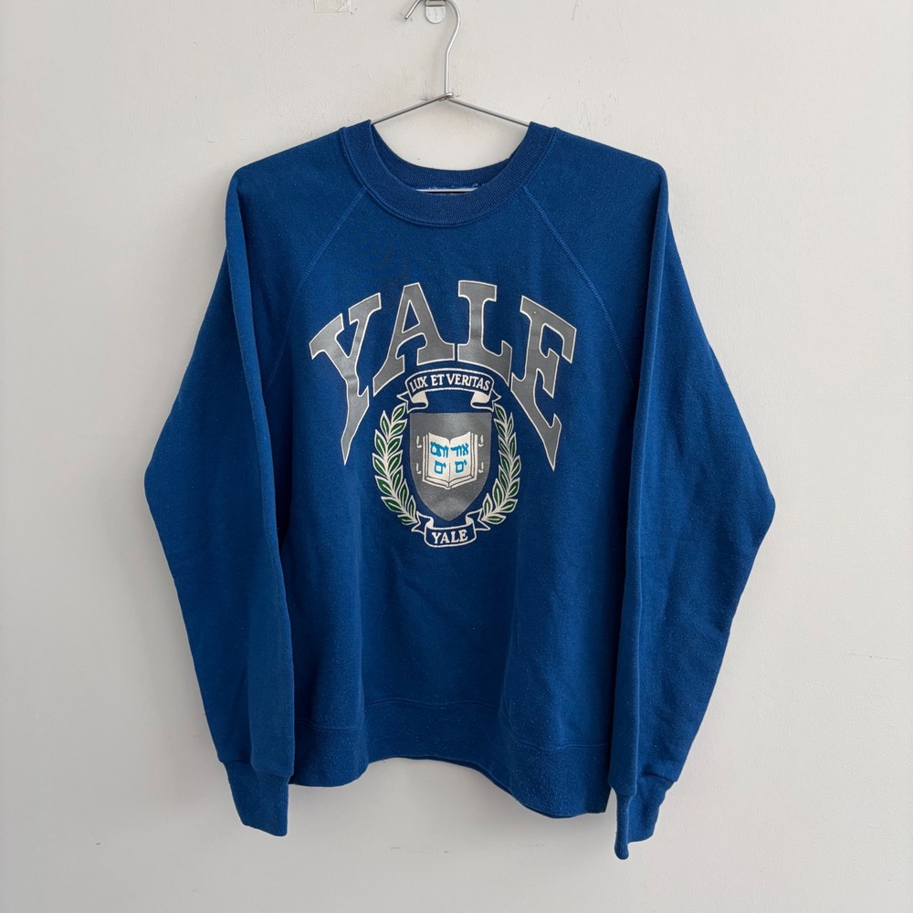 Vintage Yale University Blue Raglan Sweatshirt Ivy League Collegiate Mens